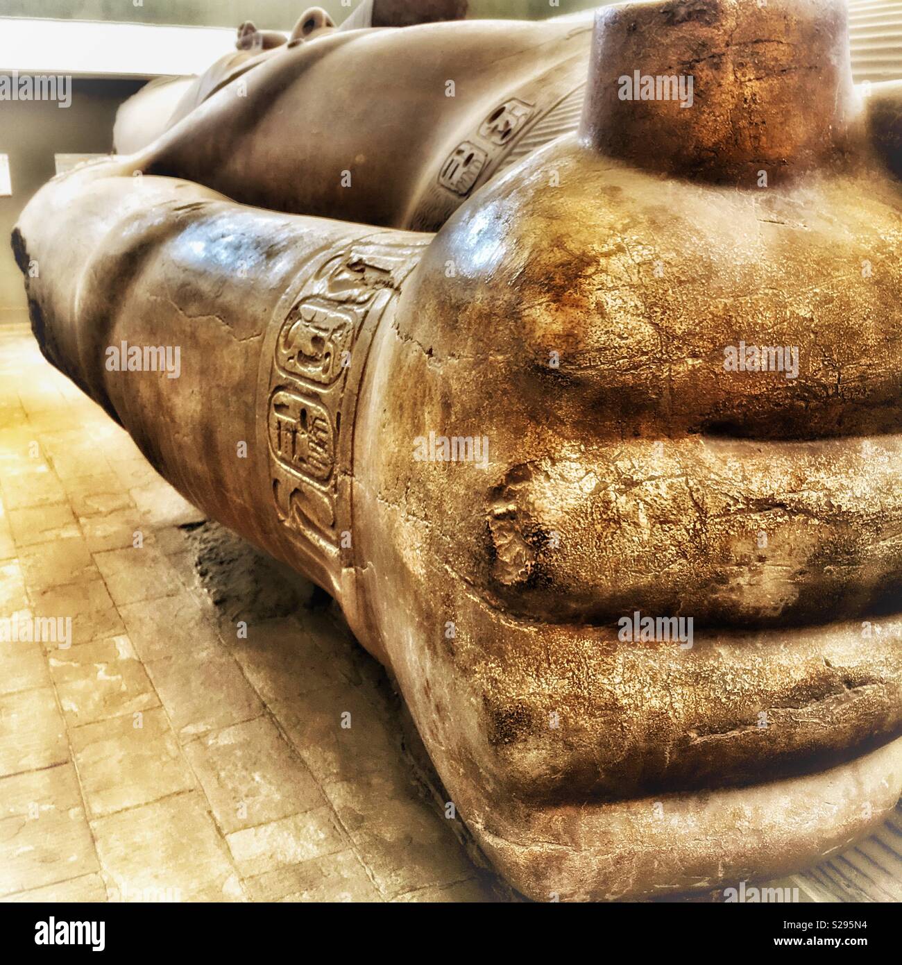 Giant statue of Rameses II in Memphis - Smartphone Captured Stock Image