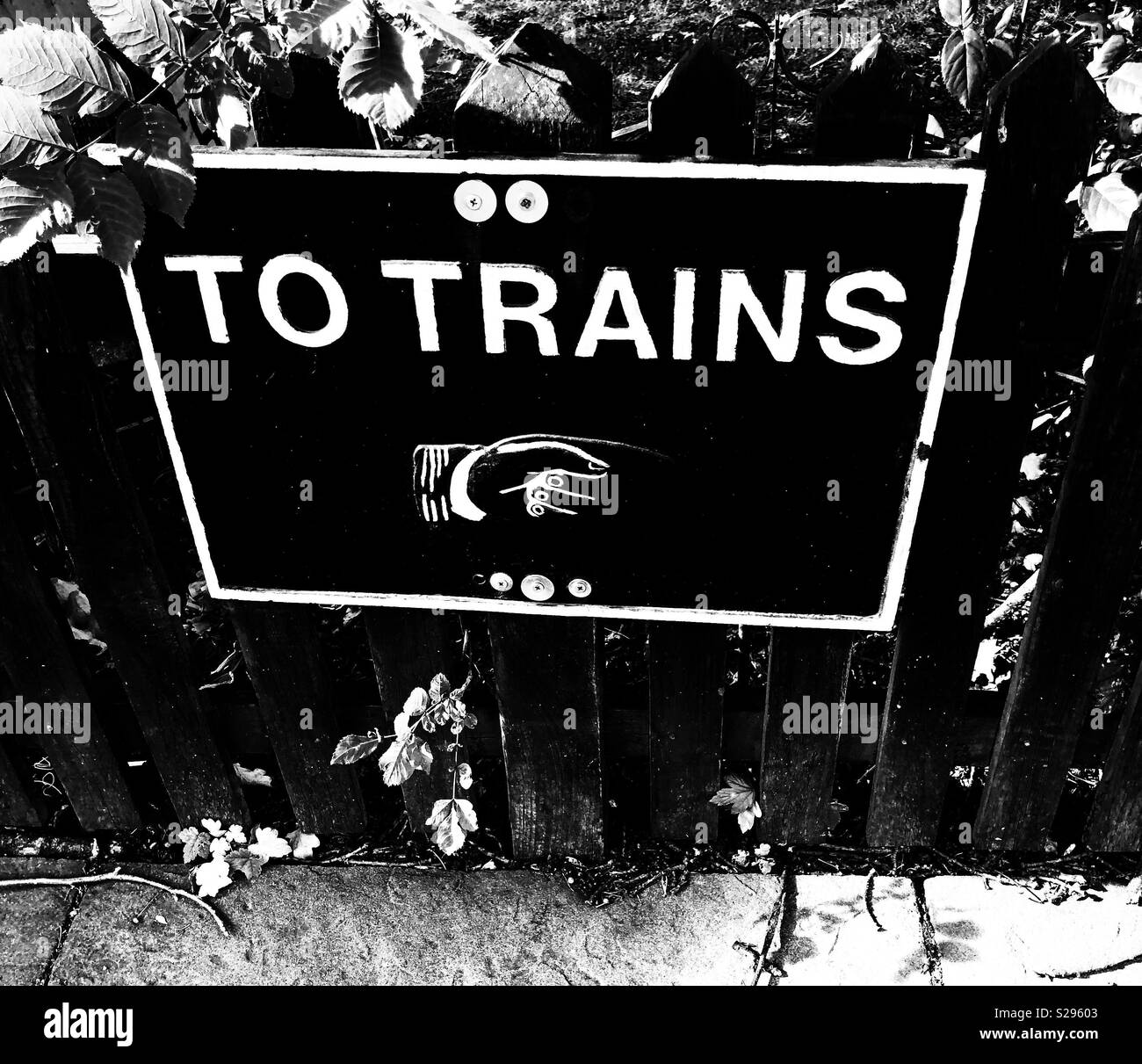 Train sign in Greenhead Park Huddersfield, United Kingdom Stock Photo