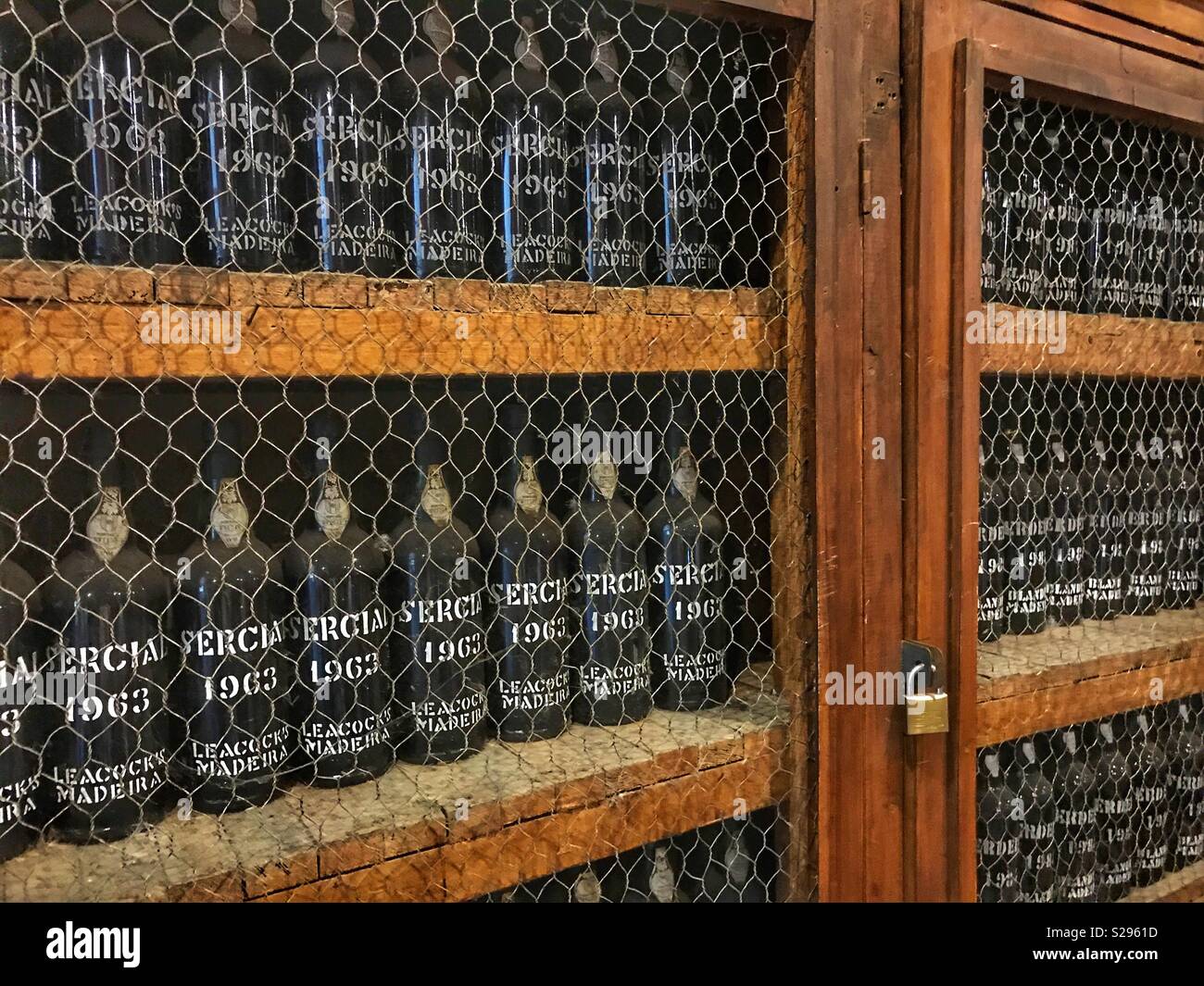 Bottles of 1963 Sercial, Blandy’s Wine Lodge, Funchal, Madeira Stock Photo