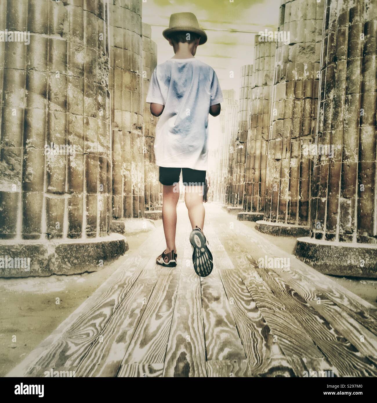 Child entering Saqqara complex - Smartphone Captured Stock Image