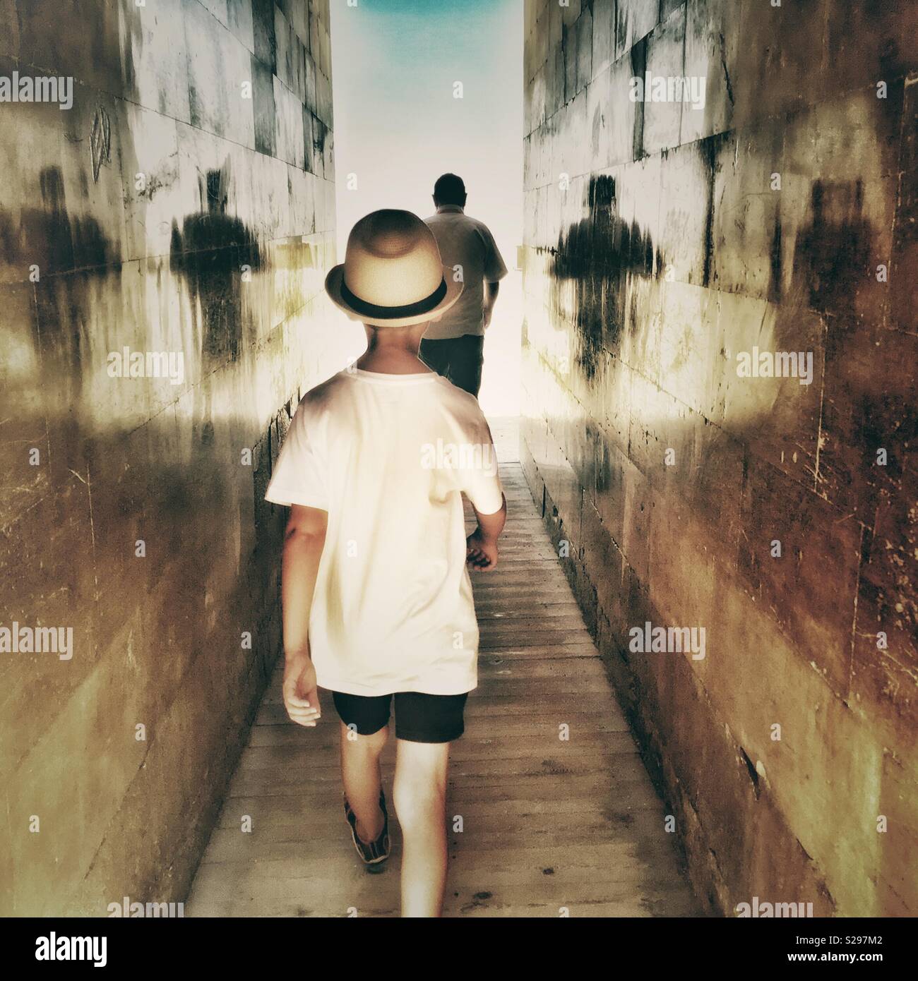 Child visitor at Saqqara - Smartphone Captured Stock Image