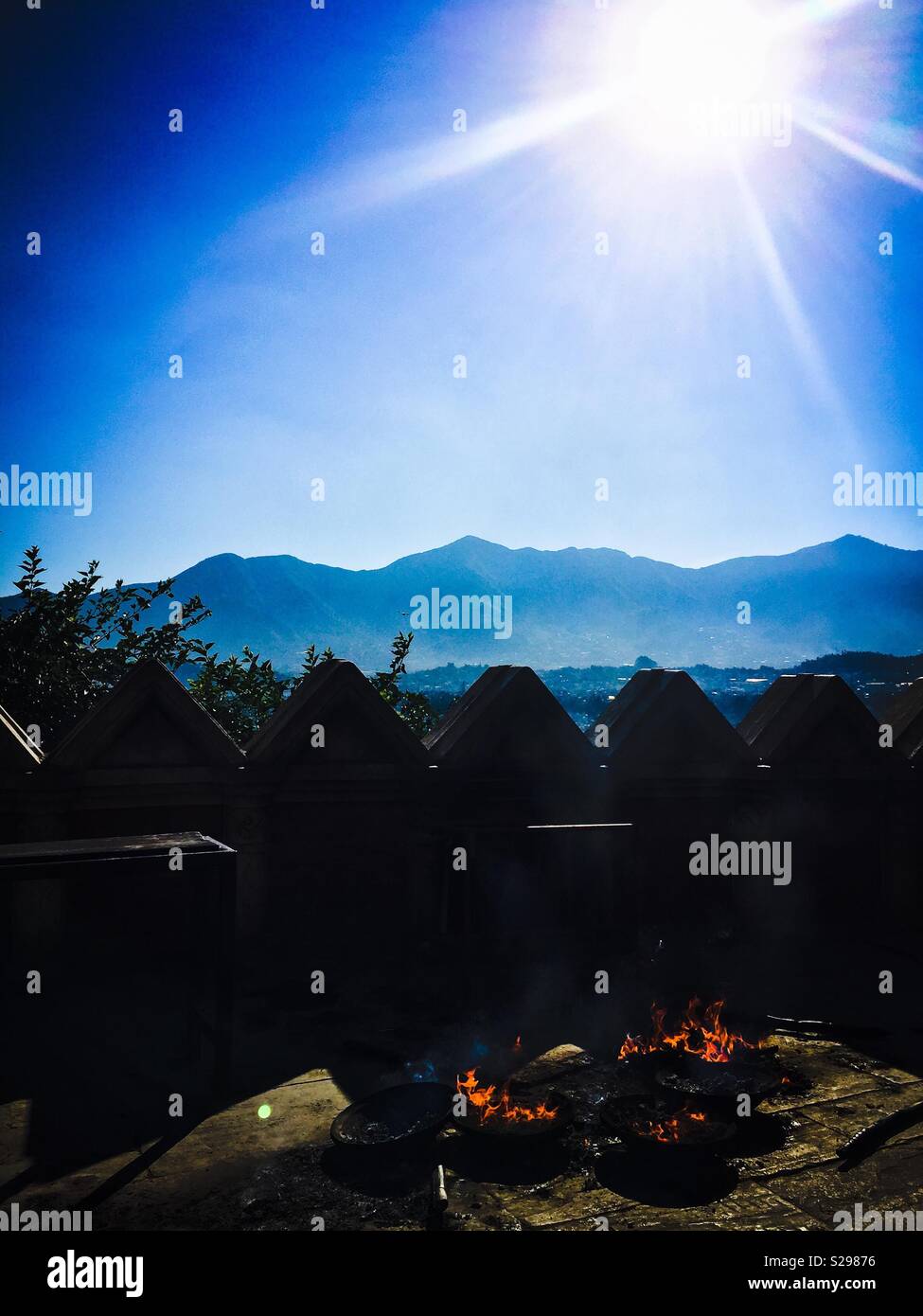 Burning incense& sunshine, Nepal - Smartphone Captured Stock Image