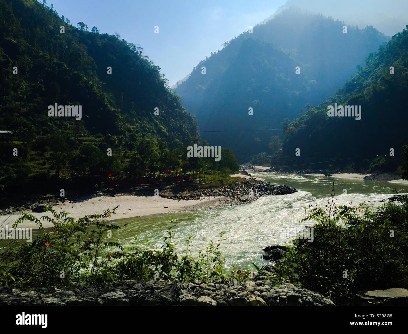 Mountains and rivers of Nepal - Smartphone Captured Stock Image