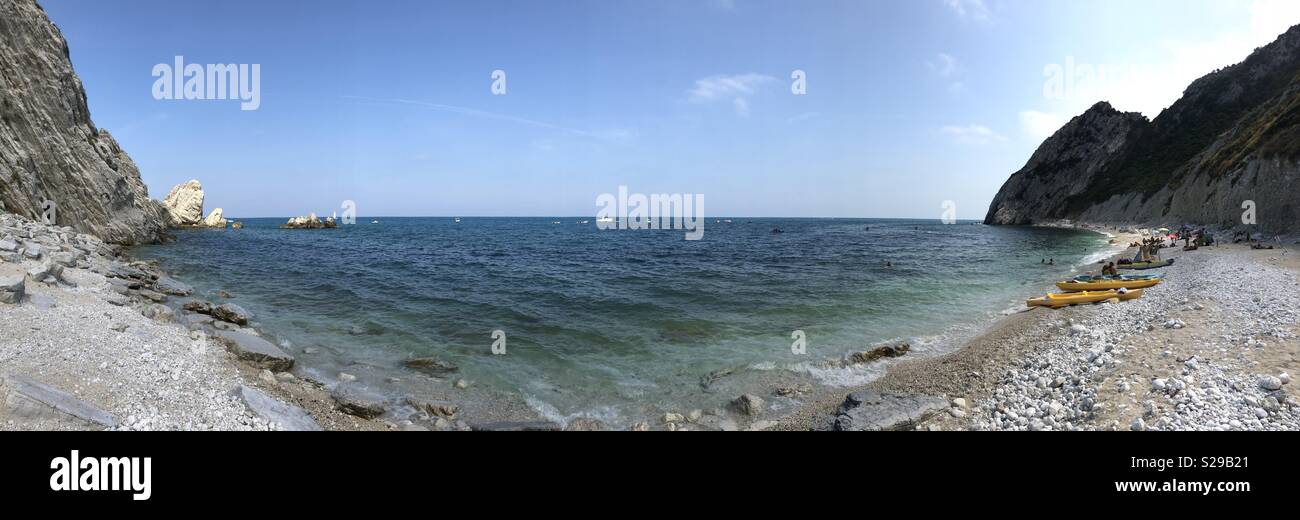 Due Sorelle beach, Numana, Ancona, Italy Stock Photo