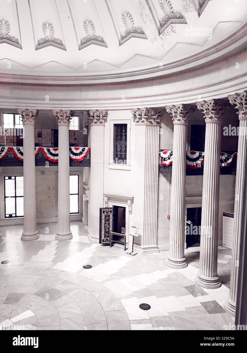 Open customs safe inside federal hall, New York City, USA - Smartphone Captured Stock Image