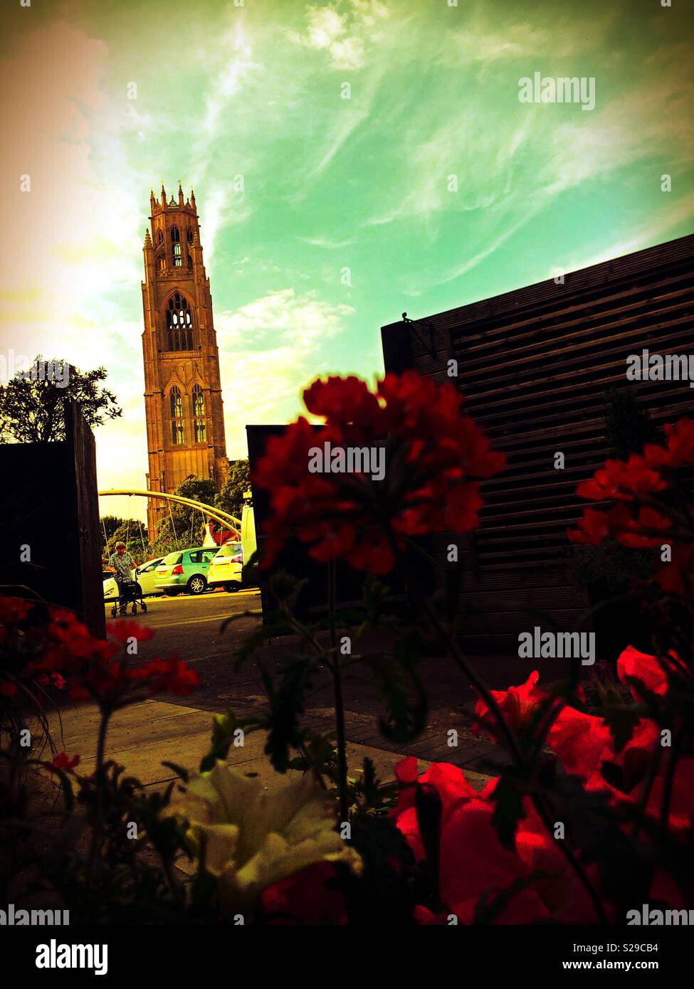 From a pub view afterwards- Boston Stump Stock Photo