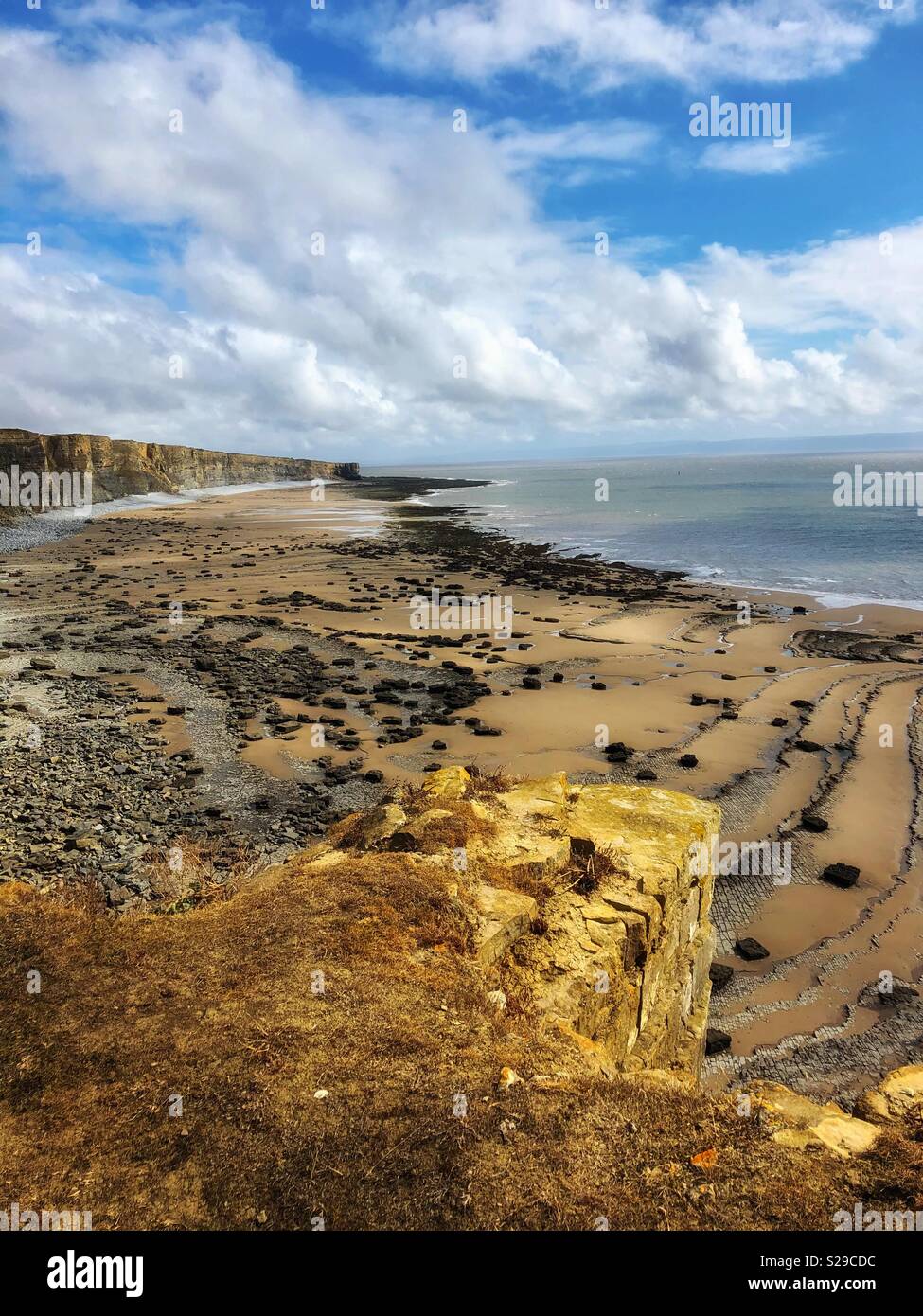 Looking east from Monknash to Nash Point, Glamorgan heritage coast, South Wales Stock Photo