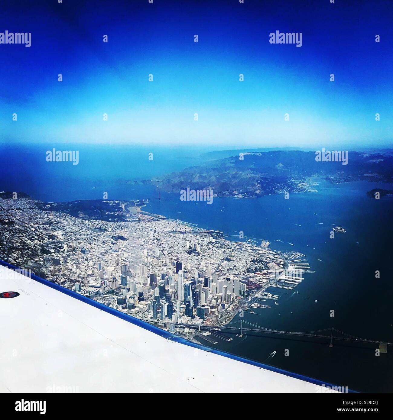 Flight over San Francisco - Smartphone Captured Stock Image
