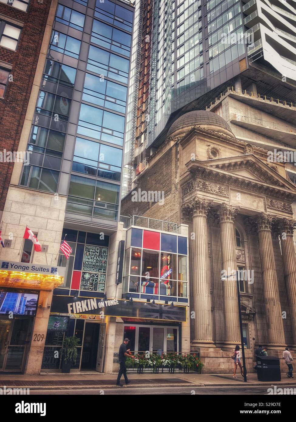 A blend of historic and modern architecture in Toronto. - Smartphone Captured Stock Image