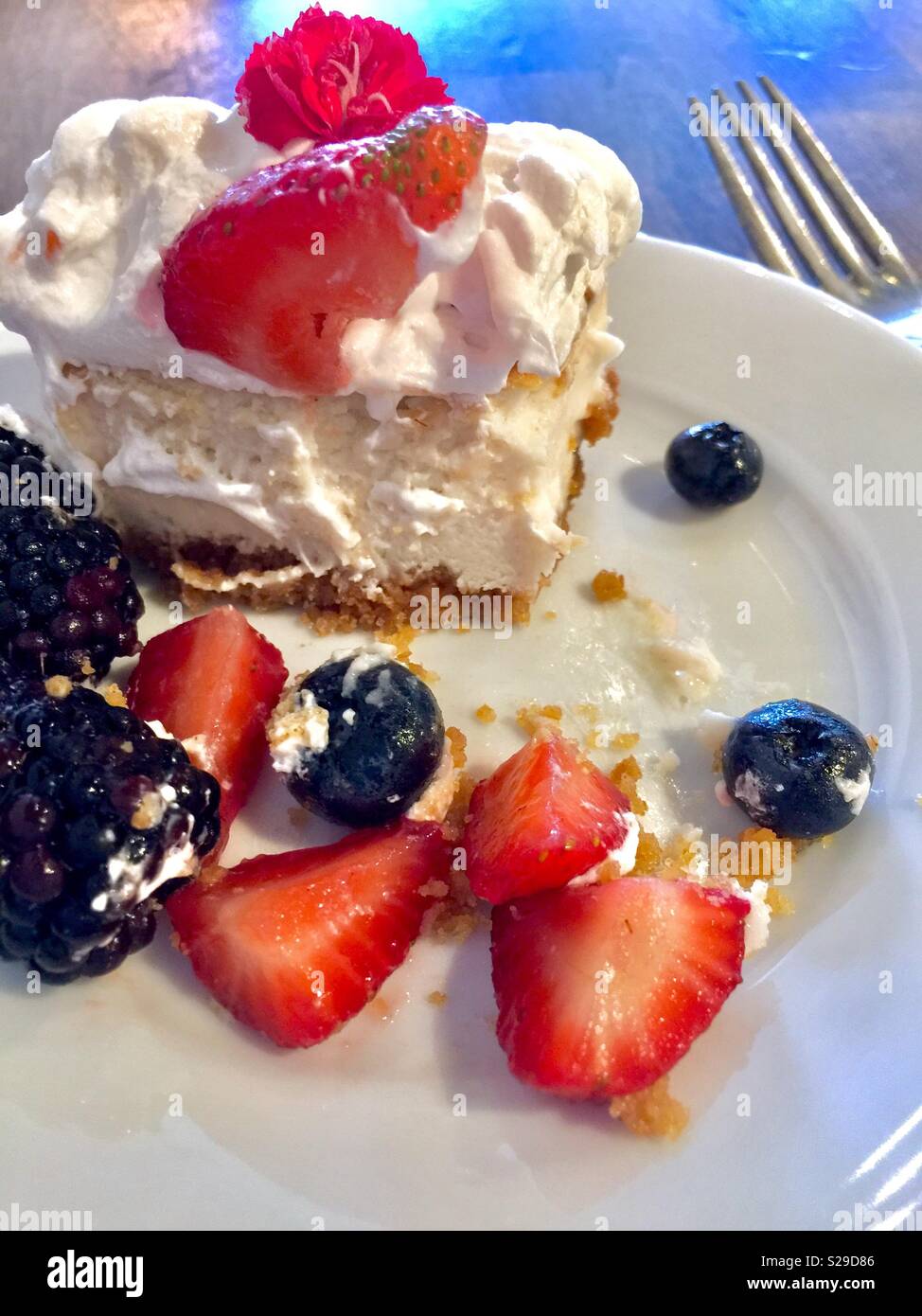 Mixed berry cheesecake. - Smartphone Captured Stock Image