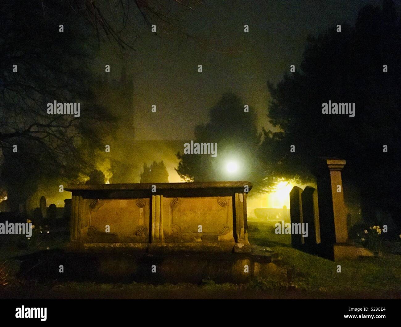 Foggy Graveyard Kirk Ella Stock Photo Alamy