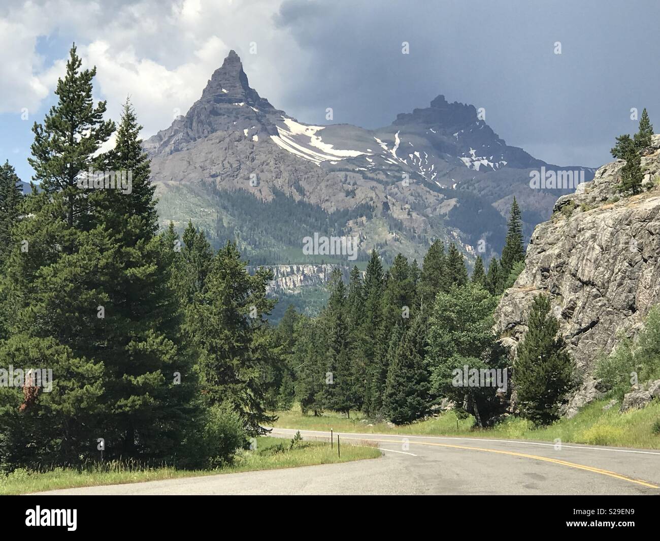 Pilot and Index Peaks, Beartooth Mountains, Beartooth Highway Stock Photo
