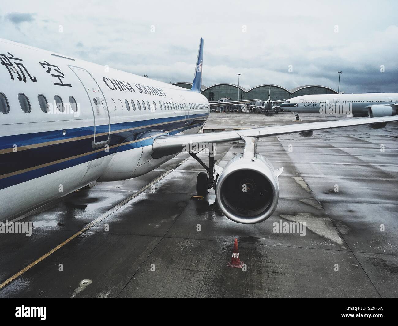 Airplane of China Southern airlines at the airport. Stock Photo