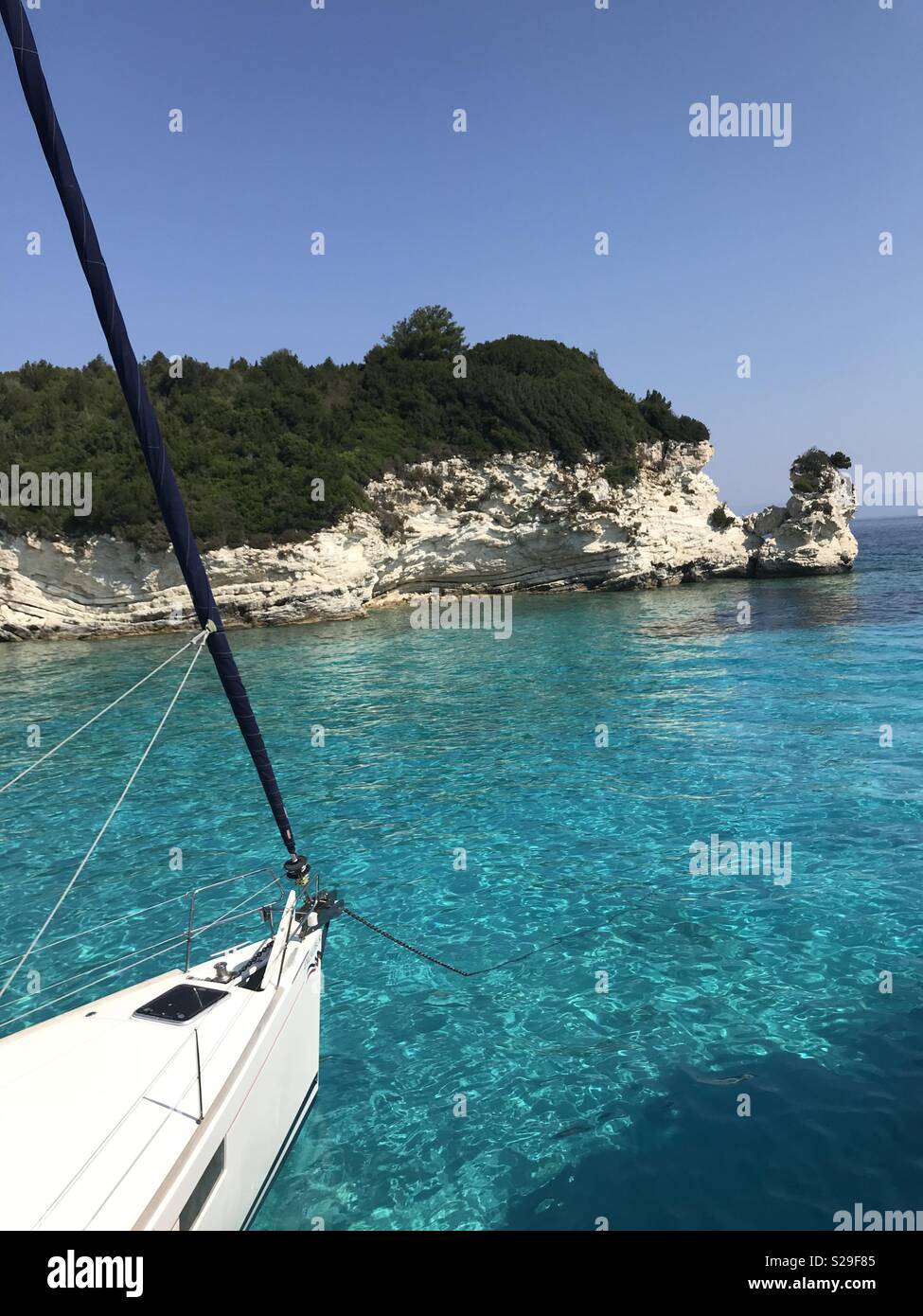 The Ionian Sea over the view of a boat Stock Photo Alamy