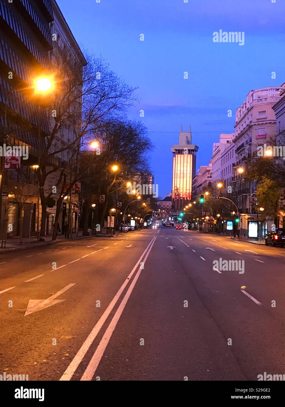 Goya street. Night view. Madrid, Spain. - Smartphone Captured Stock Image
