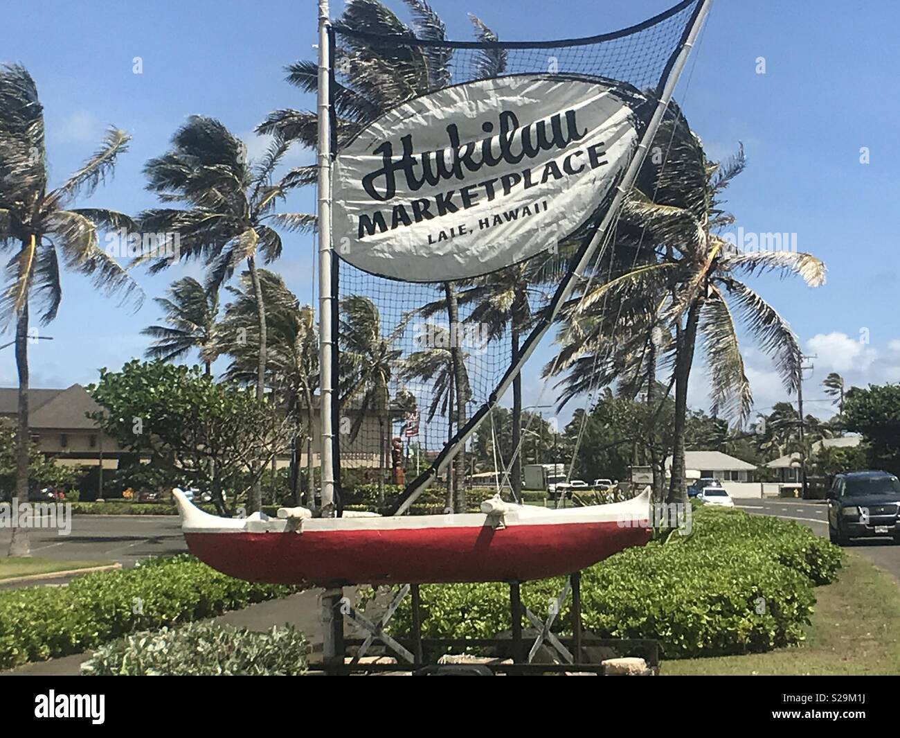 Hukilau Marketplace sign at the Polynesian Cultural Center in Laie,Oahu