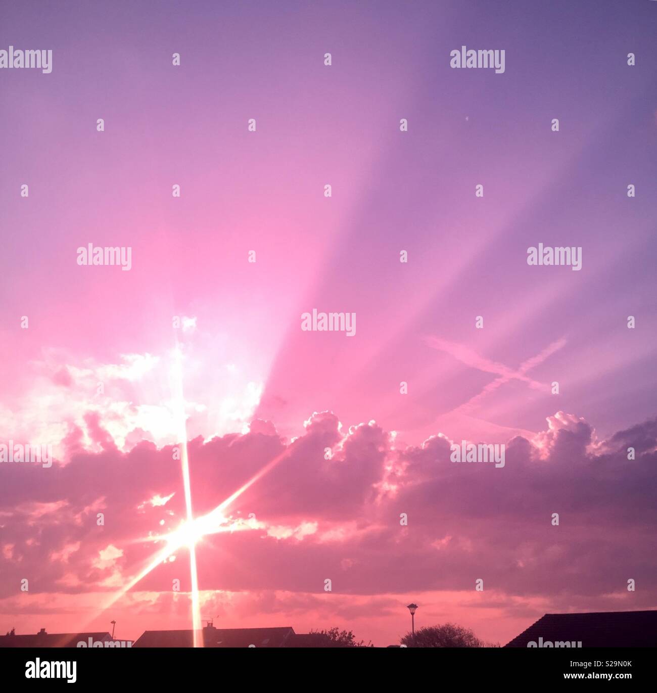Sun star pink sky Stock Photo