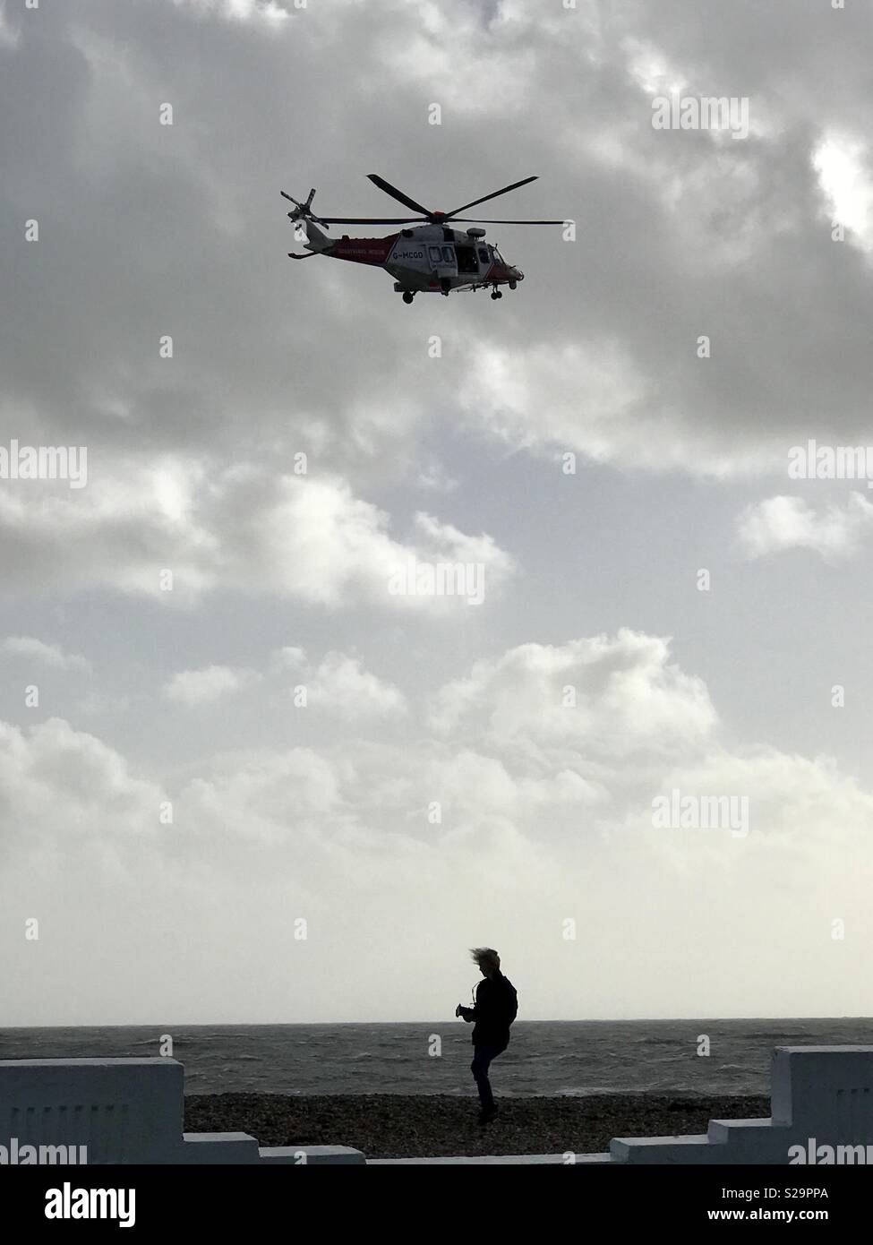 Helicopter coastguard Stock Photo