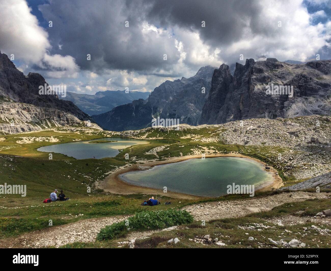 Piani Lakes by Rifugio Locatelli, Dolomites, Italy. - Smartphone Captured Stock Image