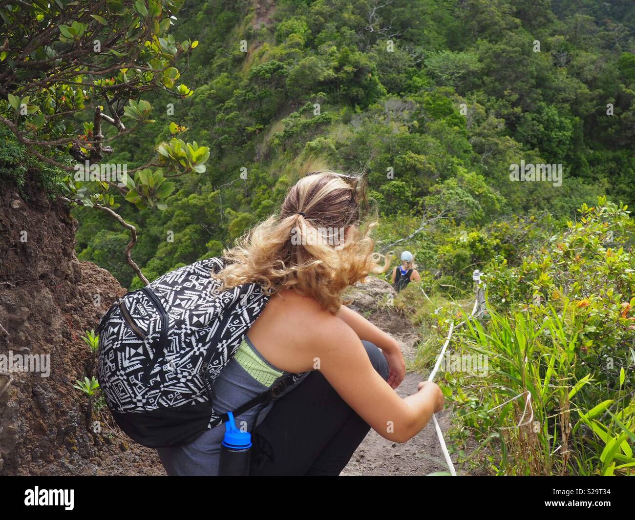 Hiking Hawaiian summits Stock Photo