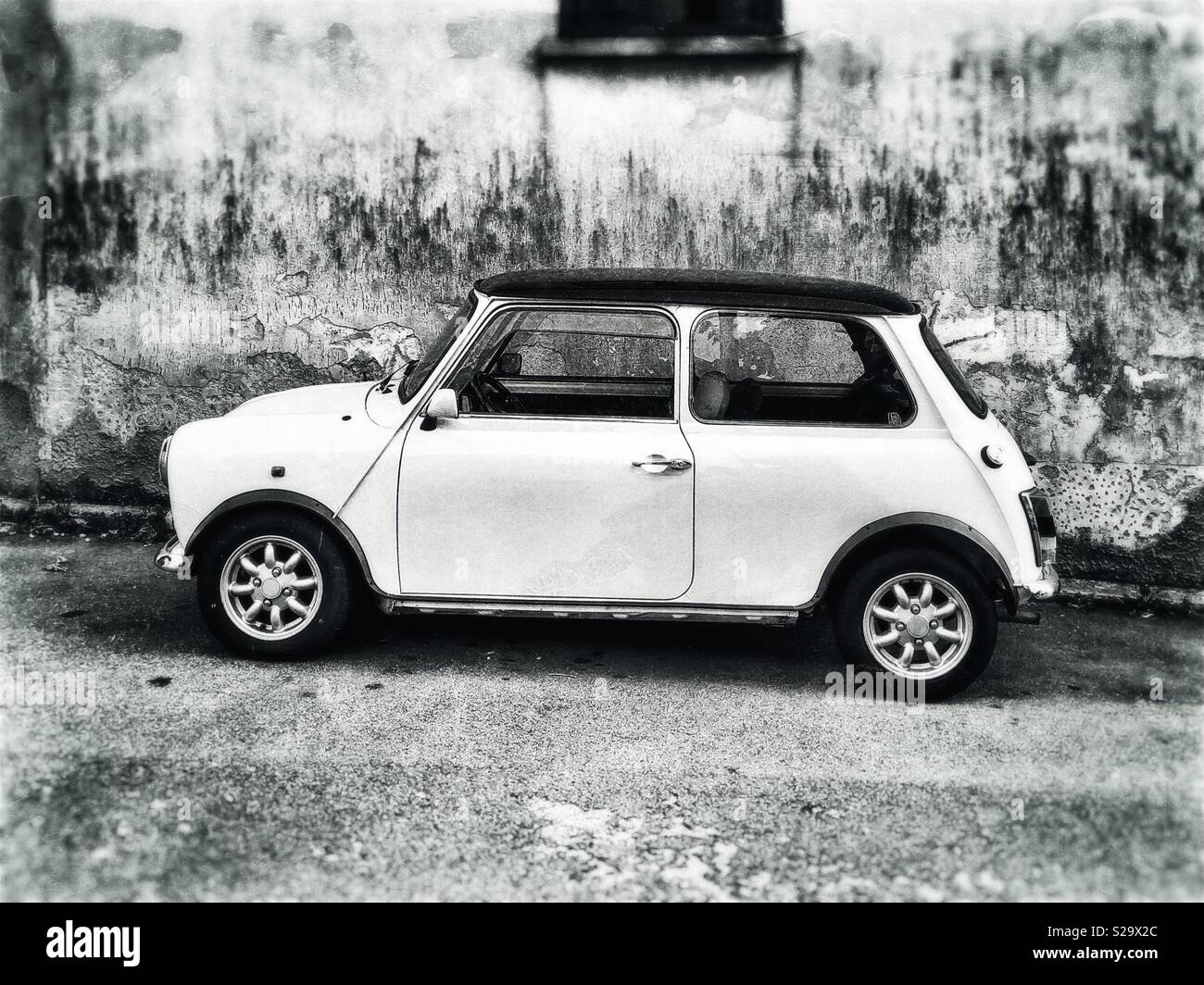 Mini Cooper car side view - Smartphone Captured Stock Image