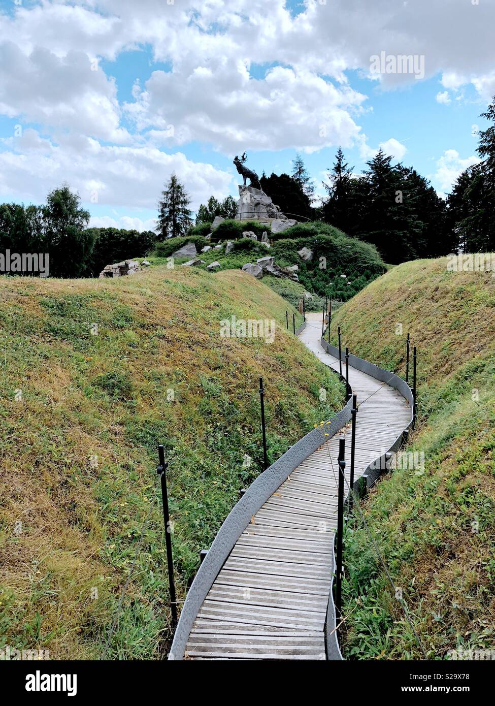 Remains of a World War One trench at Beaumont Hamel Newfoundland memorial. Stock Photo