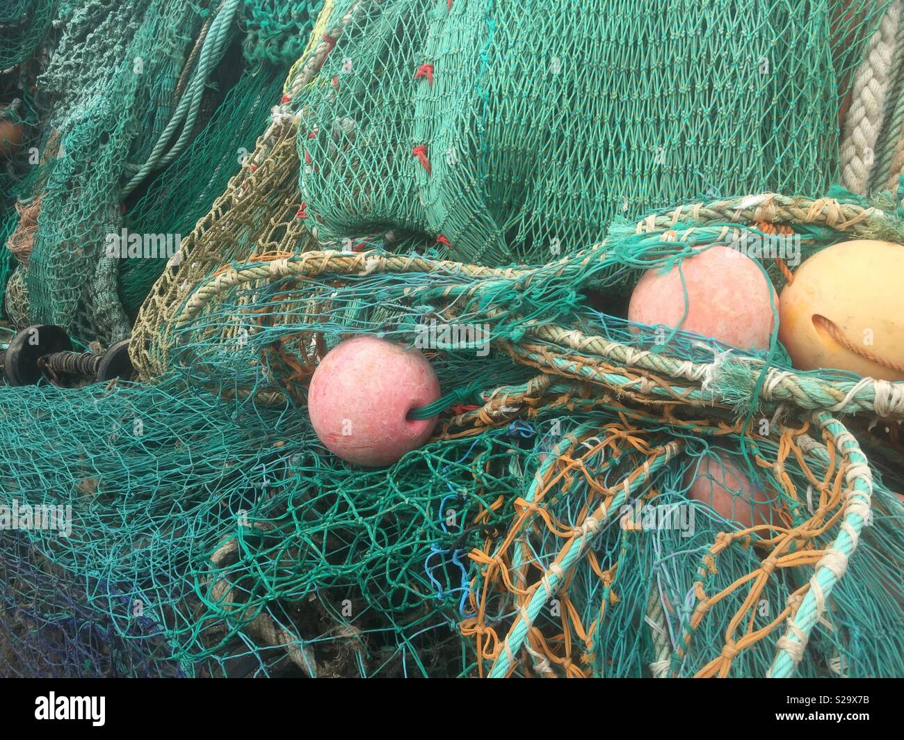 Fishing nets on the Cobb at Lyme Regis - Smartphone Captured Stock Image