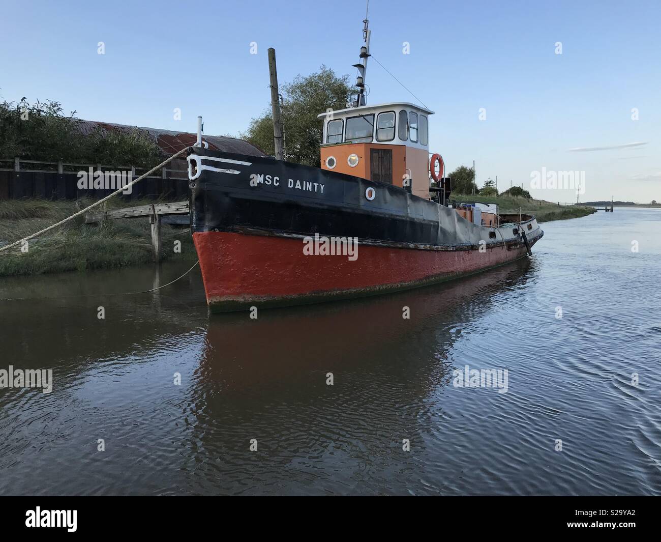 MSC DAINTY, United Kingdom, 37gt, completed Isaac Pimblott & Sons, Northwich, 1959. Former Manchester Canal tug boat. Pictured at Fosdyke Yacht Haven, Lincolnshire. Stock Photo