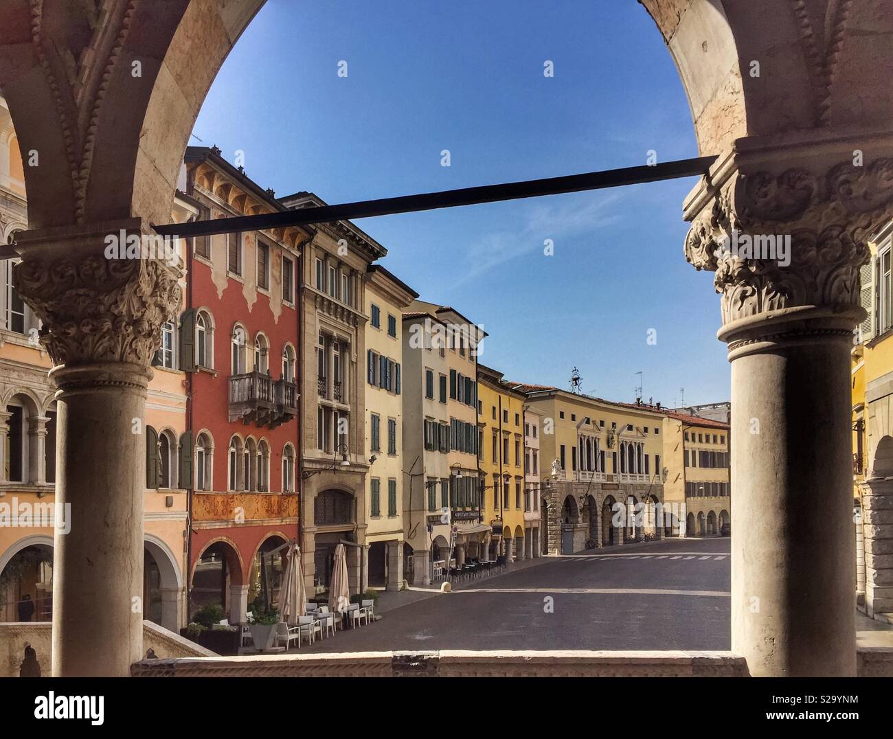 Colourful buildings in the historical center of Udine, Friuli Venezia Giulia, Italy Stock Photo
