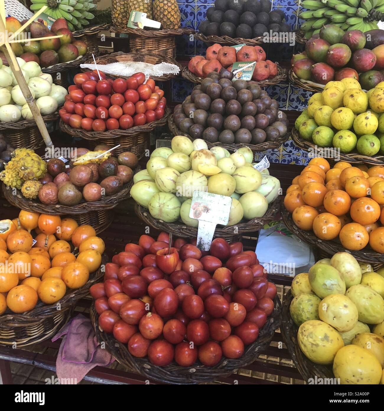 Fruit market Madeira Exotic Fruits Stock Photo Alamy
