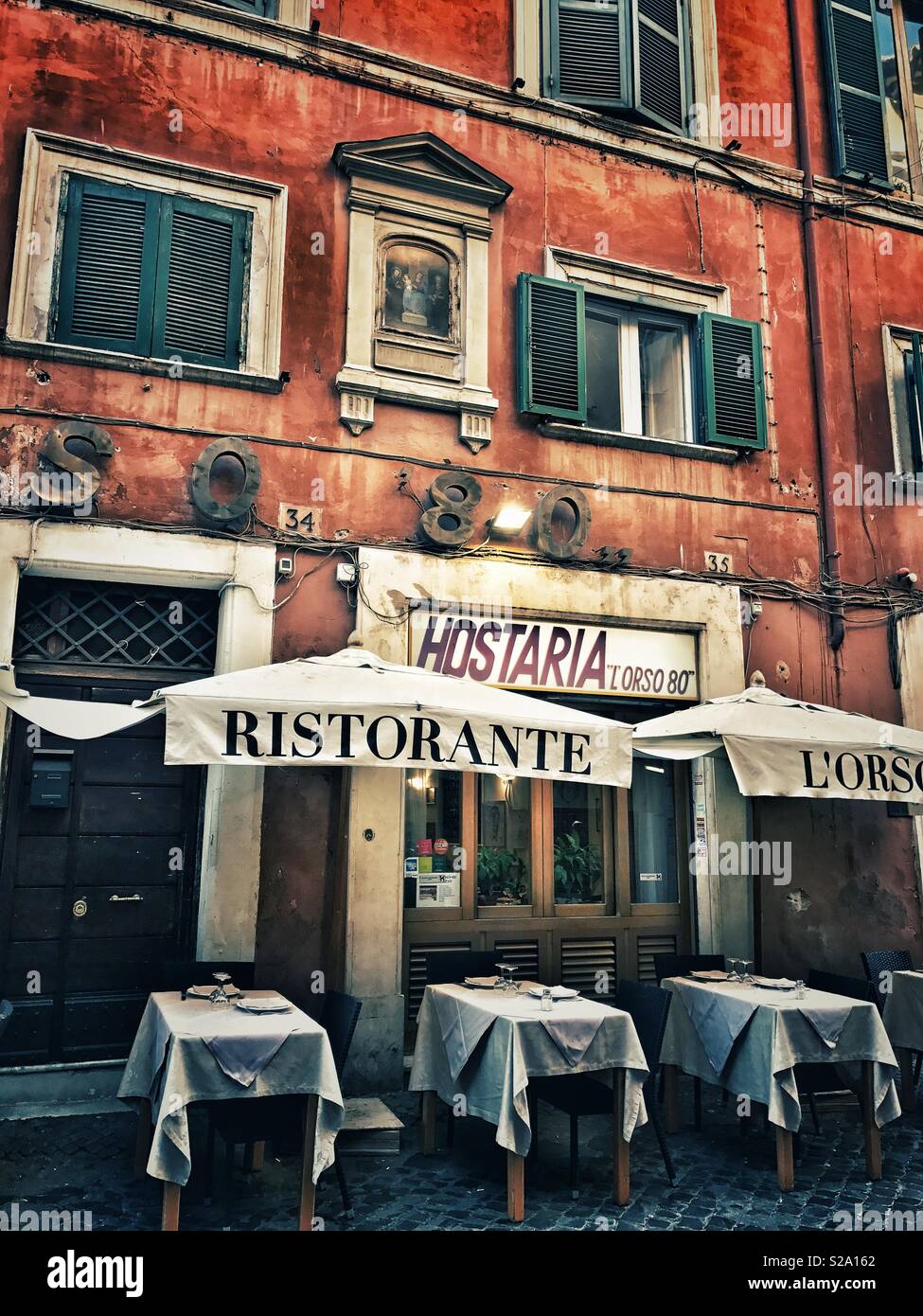 restaurant outside seating on Old Building With Restaurant And Outside Seating In Rome Italy Stock Photo Alamy