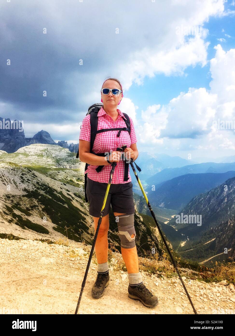 Hiker on the Dolomites, Italy. - Smartphone Captured Stock Image