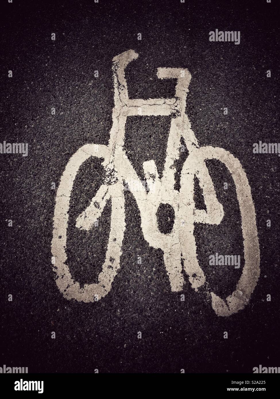 Traffic information bike painted on tarmac - Smartphone Captured Stock Image
