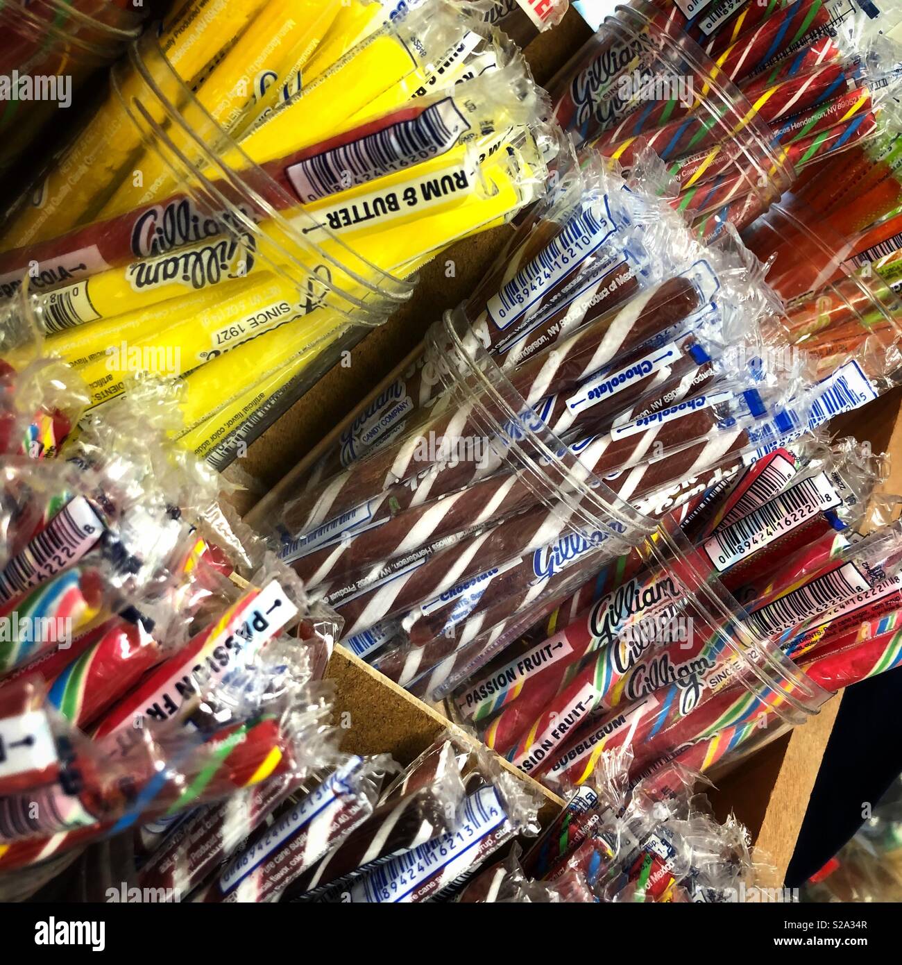 Brightly colored candy sticks in jars - Smartphone Captured Stock Image