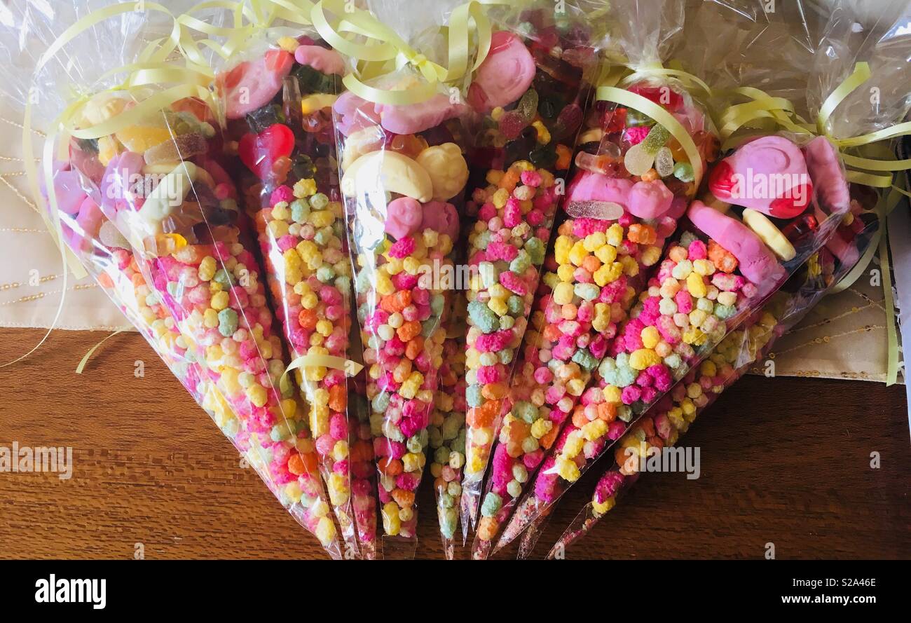 Children’s party bags of sweets Stock Photo