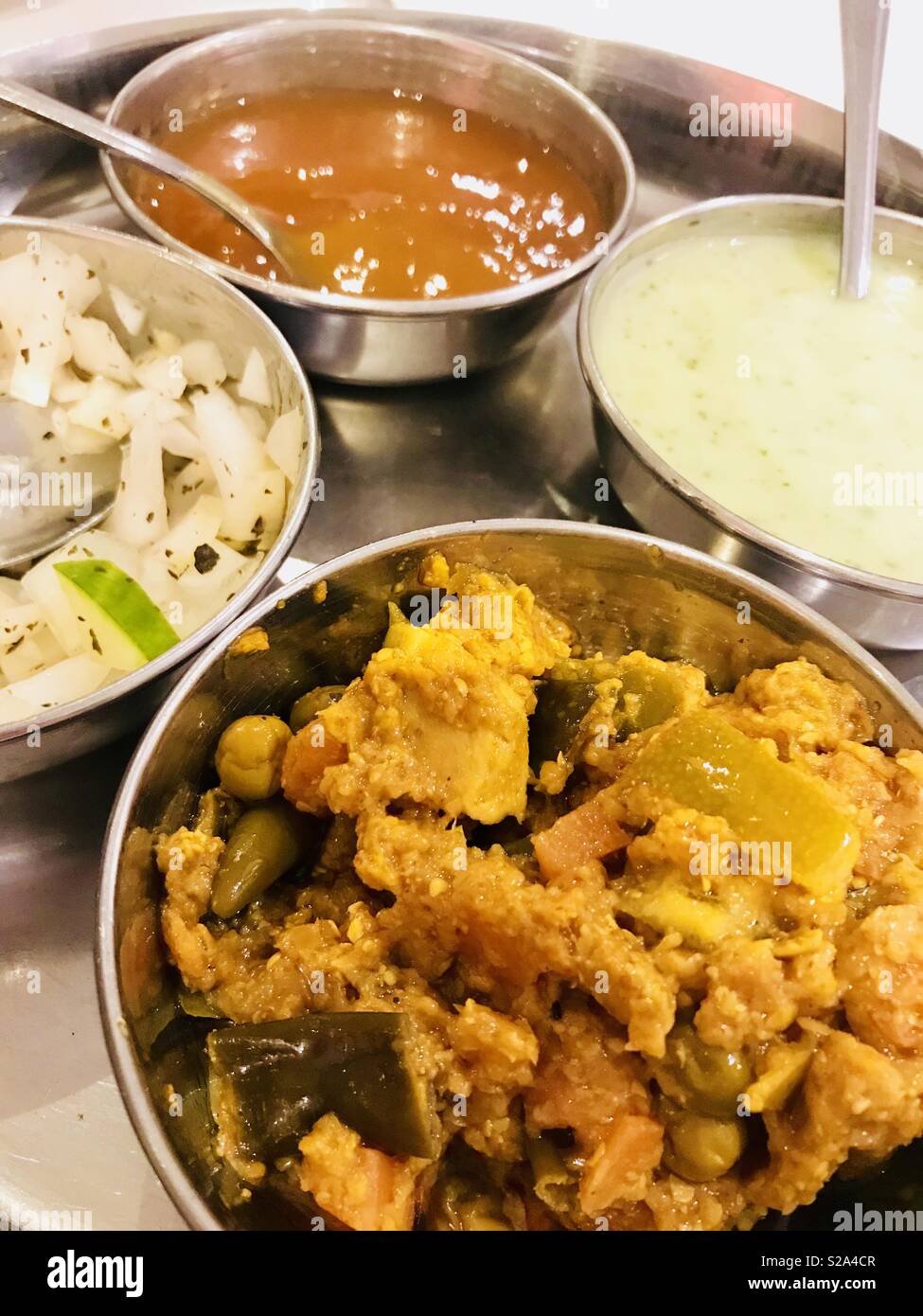 Indian chutney tray Stock Photo Alamy