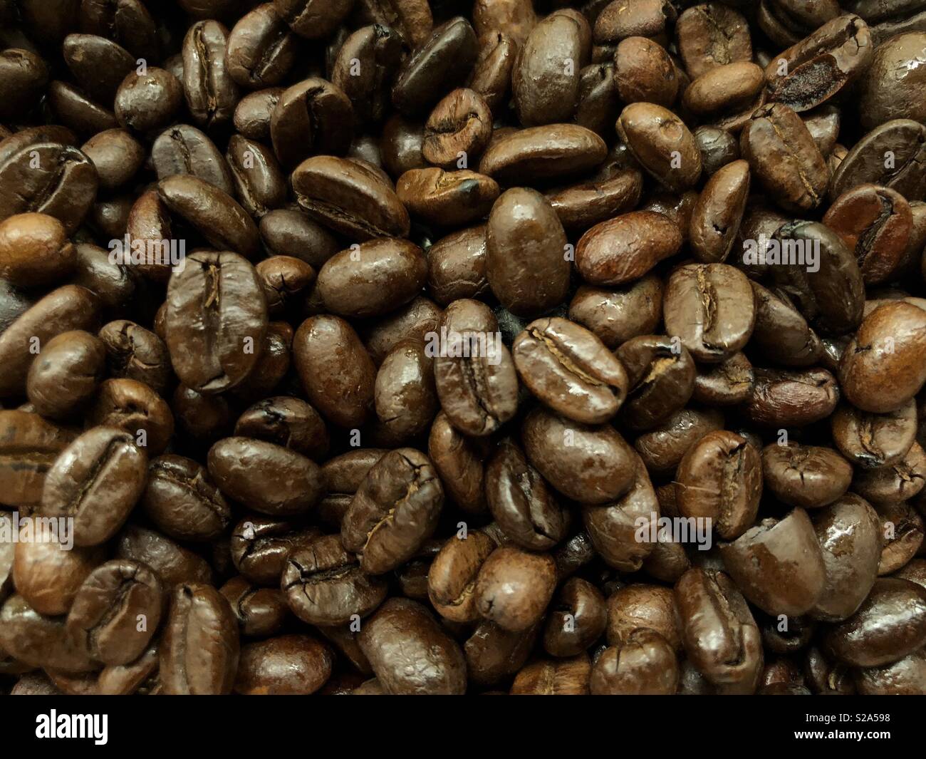 Background shot of roasted coffee beans - Smartphone Captured Stock Image