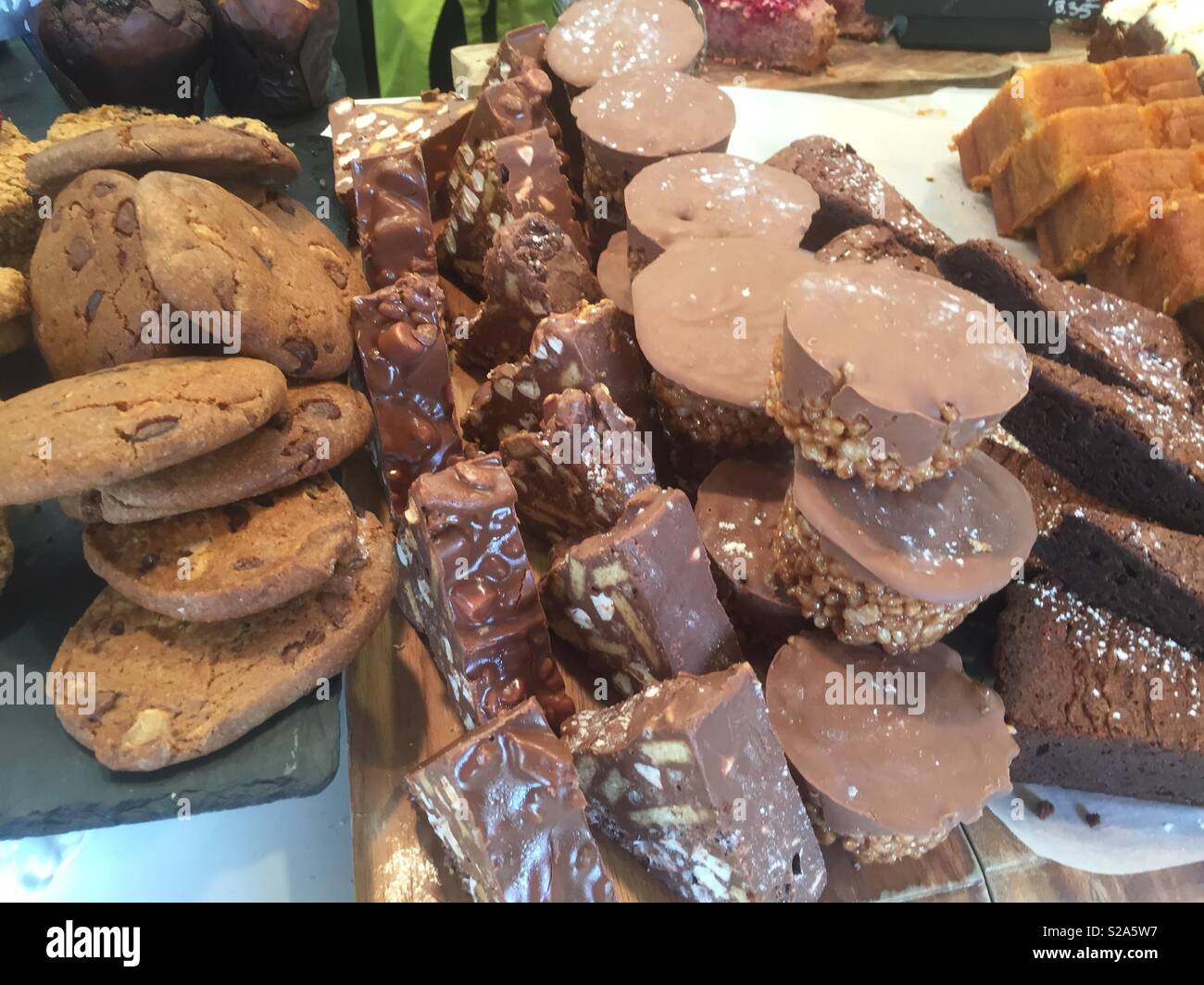Delicious pastries with chocolate, cookies and other food creations. - Smartphone Captured Stock Image