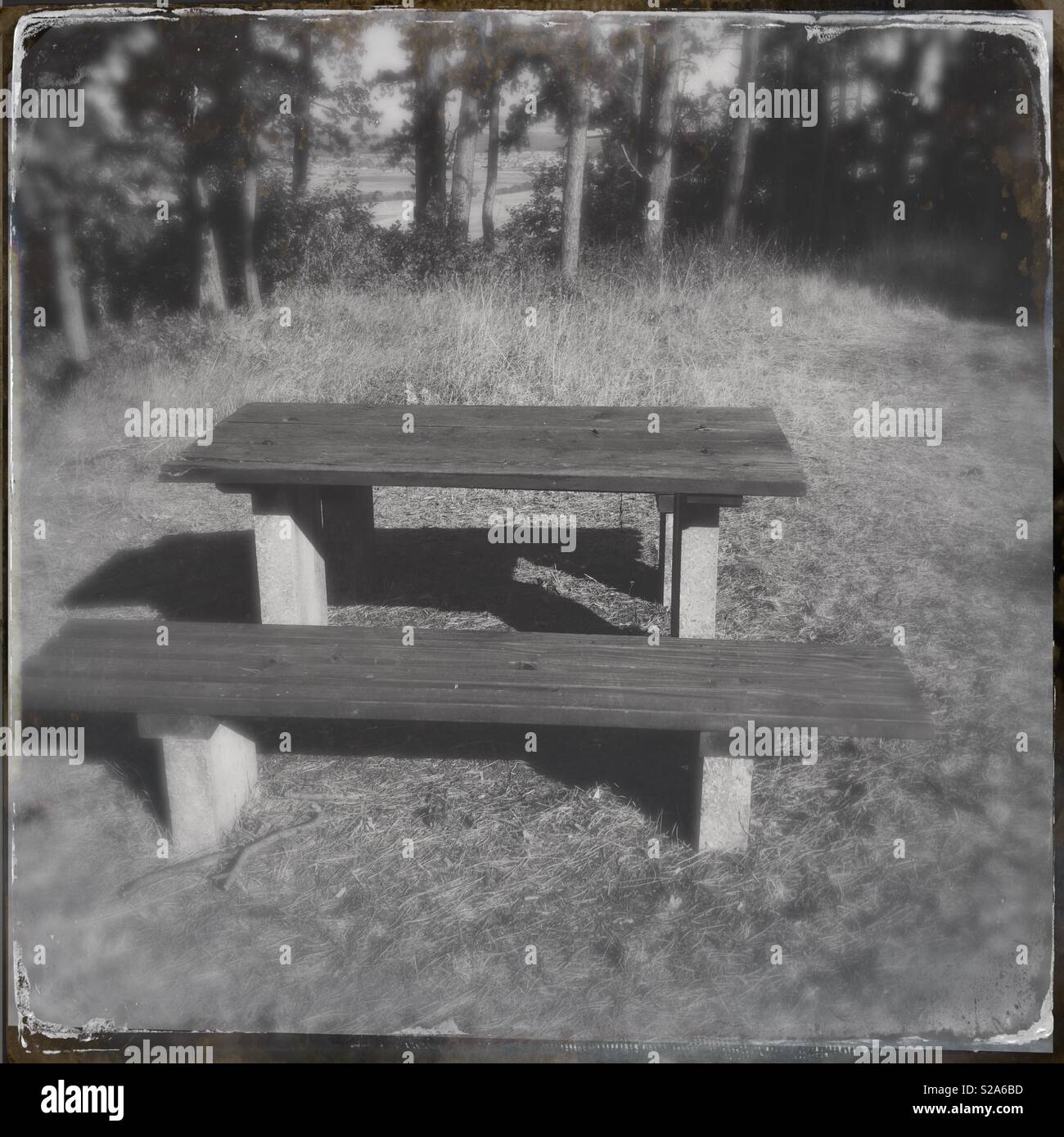 Bench and table Stock Photo