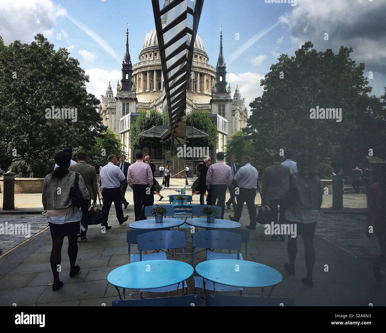 People walking past One New Change towards St Paul’s Cathedral, London. UK 2018 Stock Photo