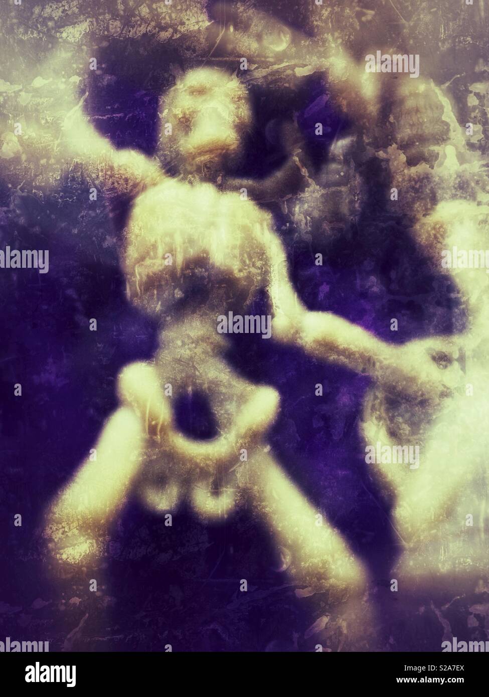 Grunge filter on plastic warrior skeleton figure - Smartphone Captured Stock Image