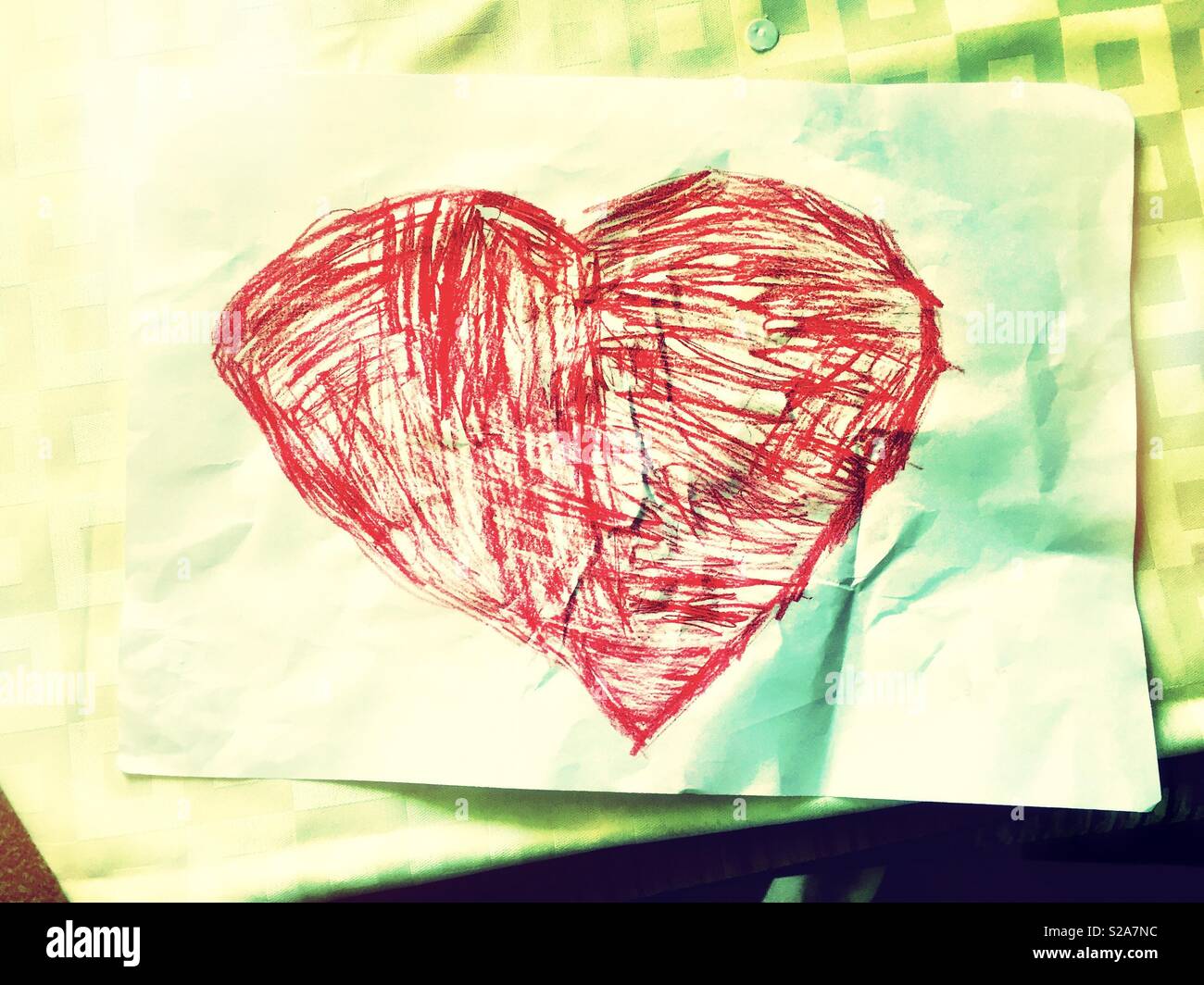 A child’s drawings bag of a heart. - Smartphone Captured Stock Image