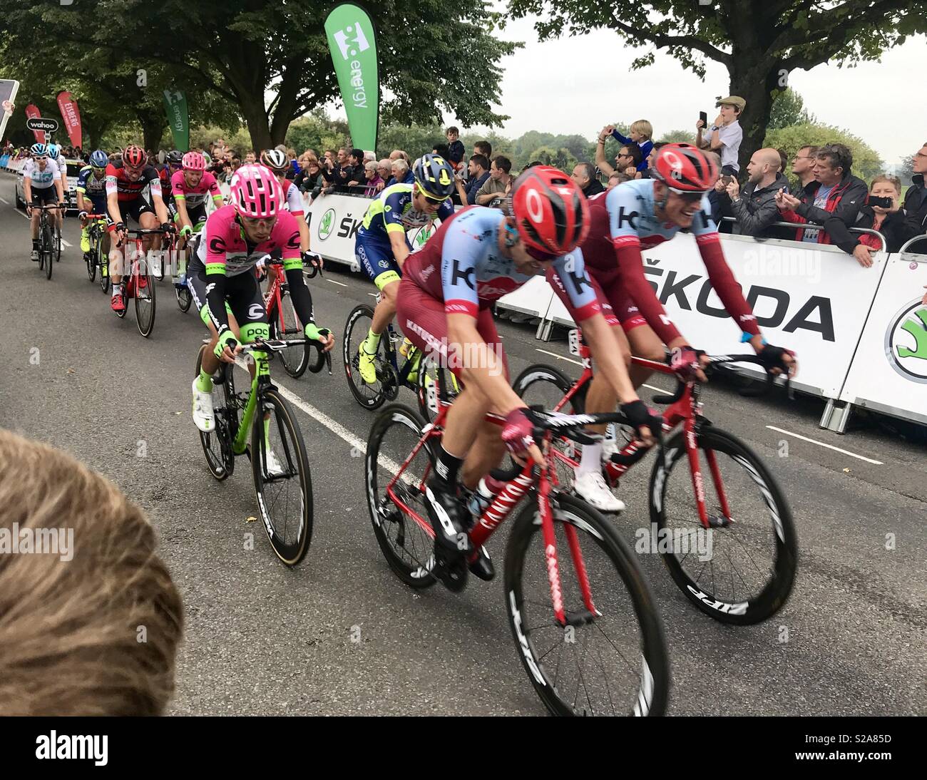 OVO Energy Tour of Britain 2018 stage 3 Bristol - Smartphone Captured Stock Image