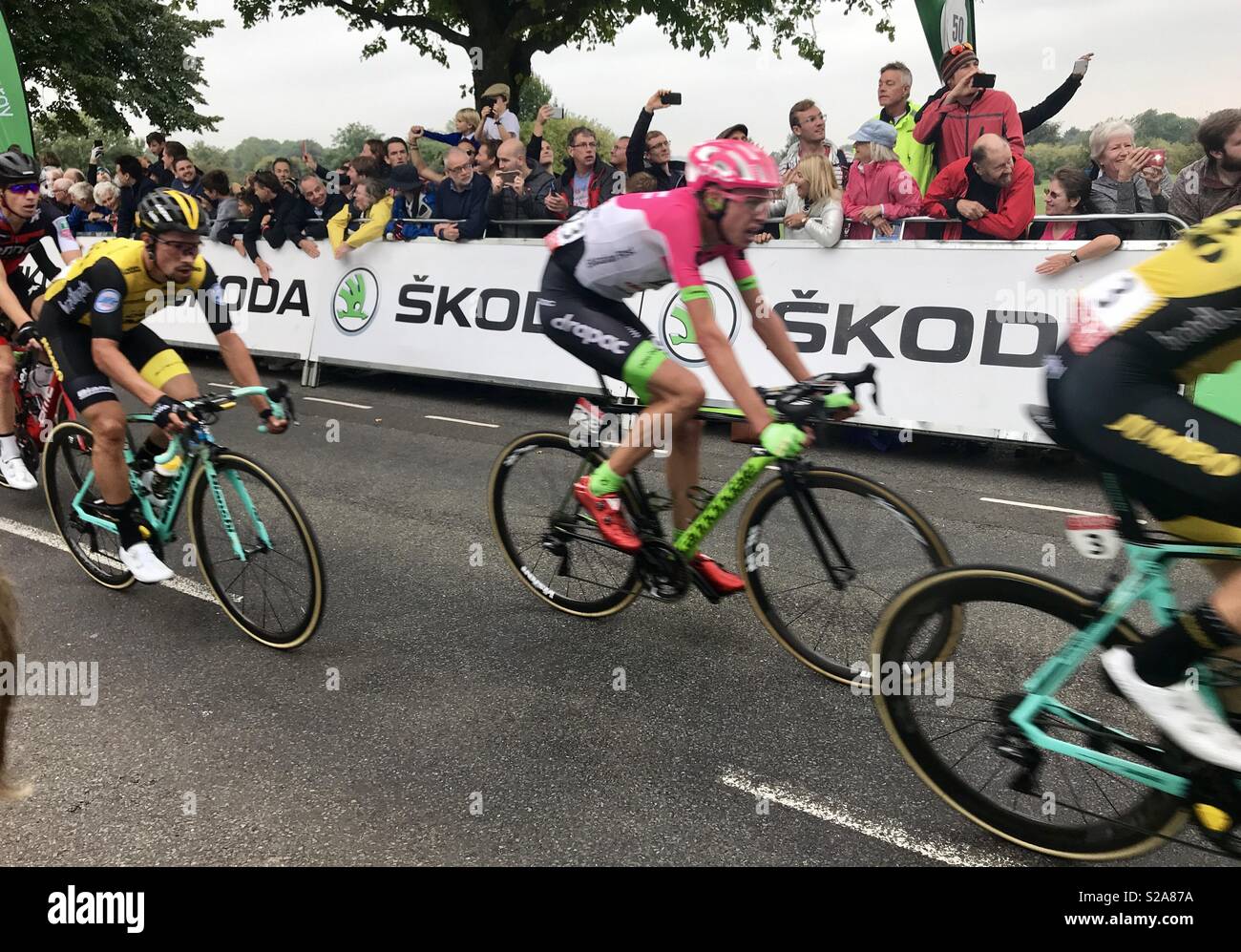OVO Energy Tour of Britain 2018 stage 3 Bristol - Smartphone Captured Stock Image