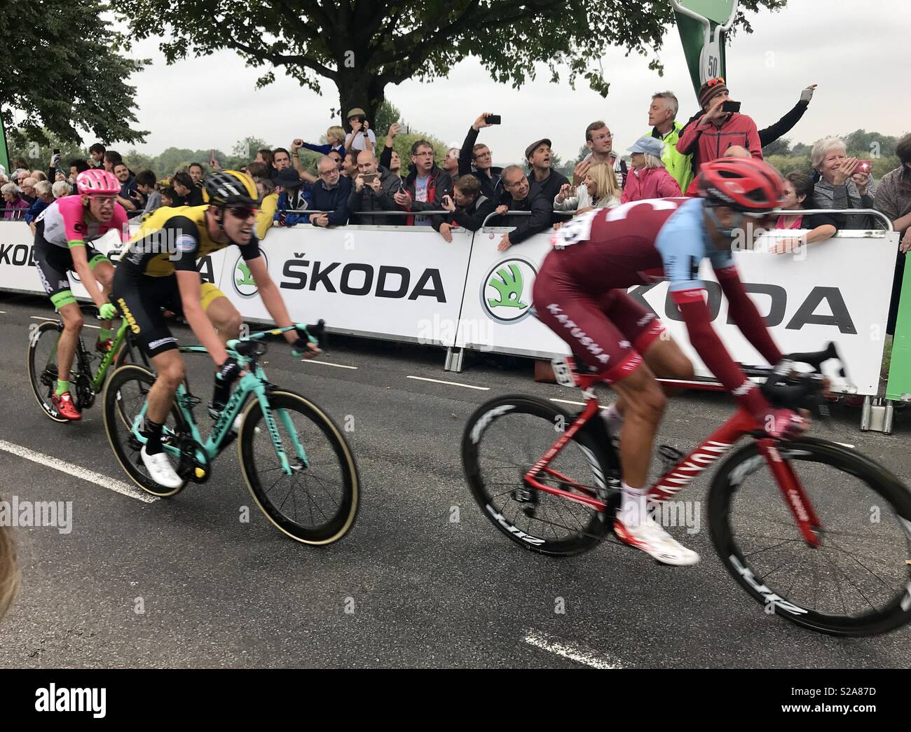 OVO Energy Tour of Britain 2018 stage 3 Bristol - Smartphone Captured Stock Image