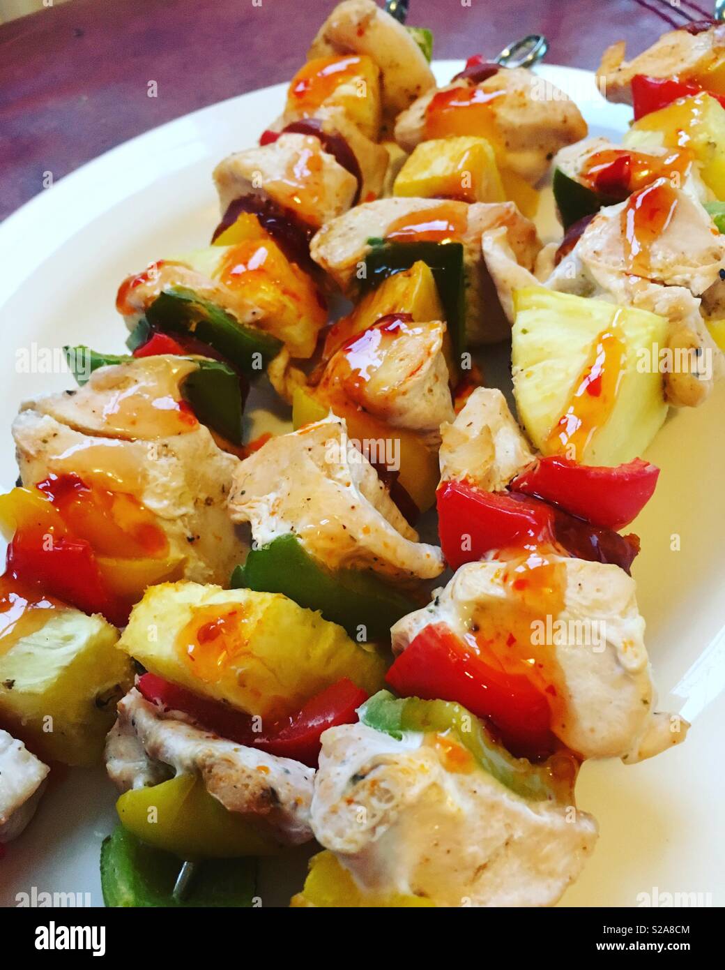 Diet what diet? Chicken skewers with pineapple, chorizo, peppers and
