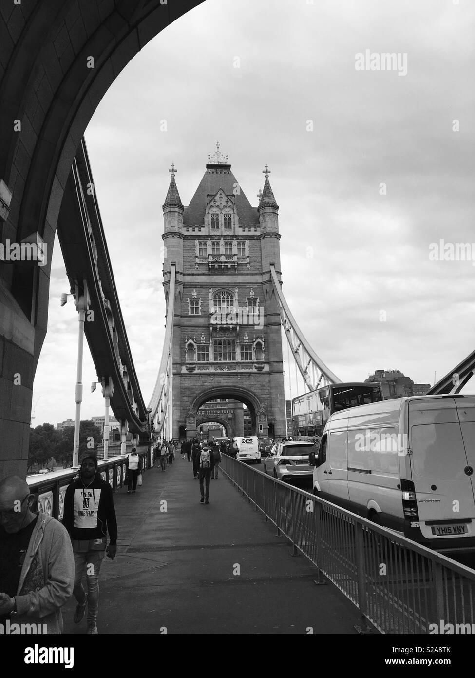 Walking across Tower Bridge - Smartphone Captured Stock Image
