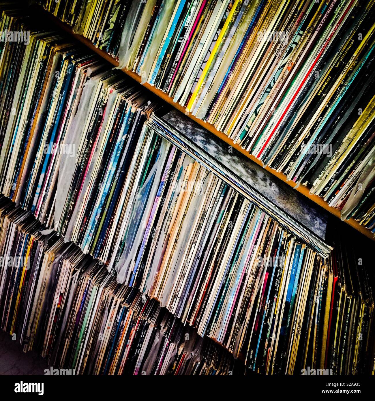 Shelves of vinyl records Stock Photo Alamy