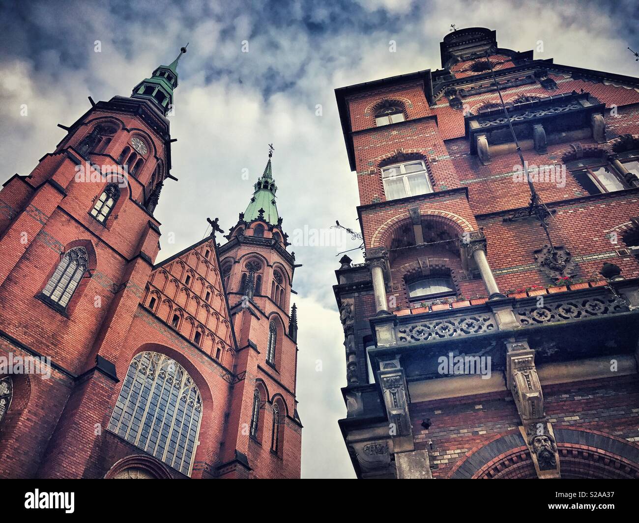 Gothic Architecture in Main Market Square, Legnica, Poland Stock Photo