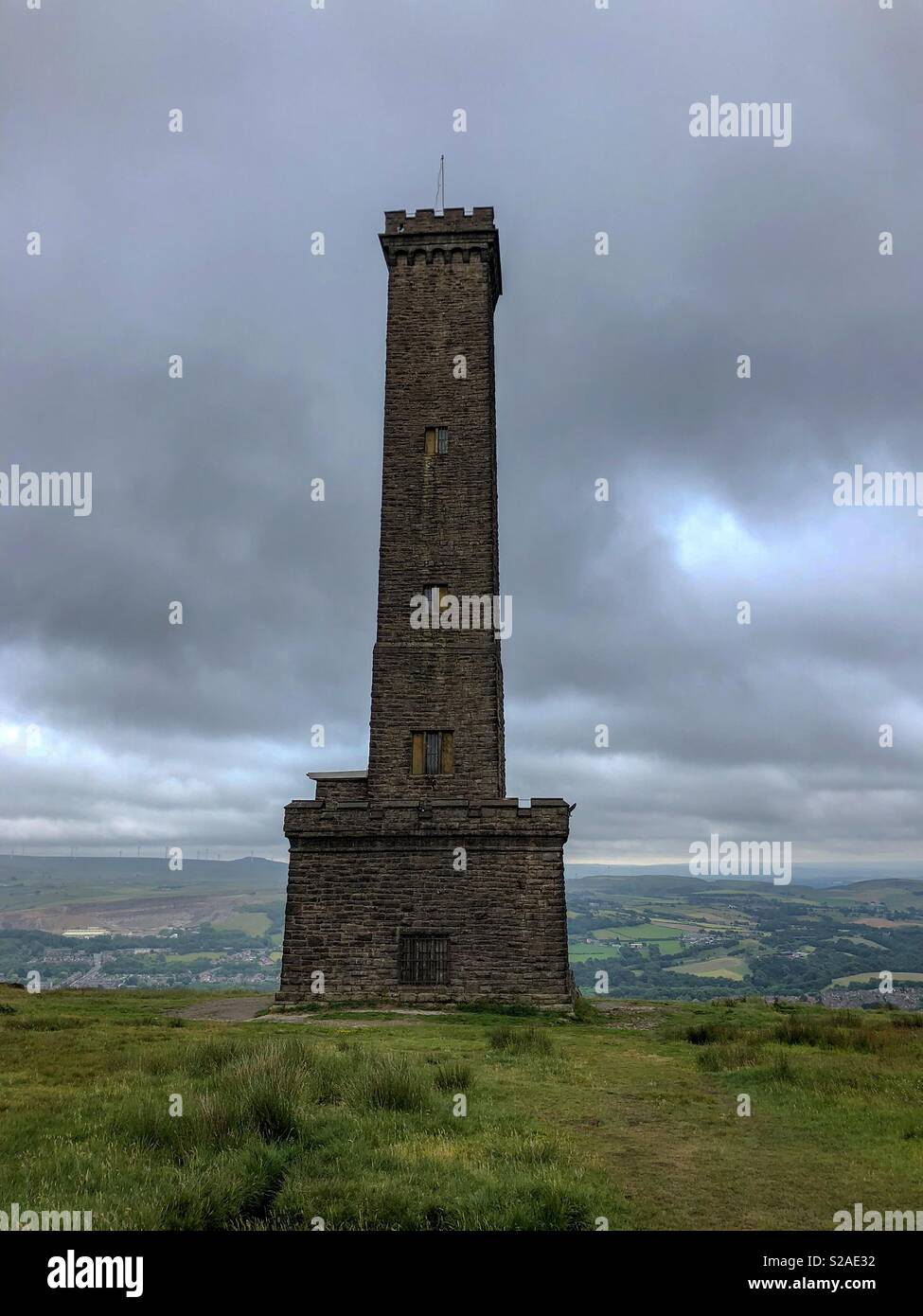 The Peel Memorial Tower on Holcombe Hill, overlooking Ramsbottom, Manchester, Lancashire Stock Photo